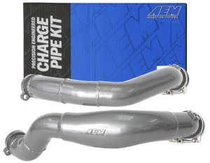 BMW M3 Intercooler Charge Pipe Kit - AEM Induction - Mandrel-Bent Aluminum - Gunmetal Gray - `15-`20